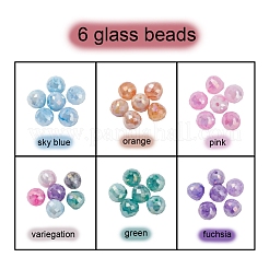 6 Colors Opaque Baking Paint Crackle Glass Beads Strands&nbsp;EGLA-YW0001-21