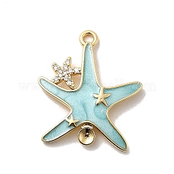 Starfish Brass Micro Pave Cubic Zirconia Pendant Rhinestone Settings&nbsp;KK-H089-25G