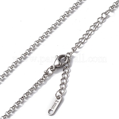 Non-Tarnish 304 Stainless Steel Rolo Chain Necklace for Men Women&nbsp;NJEW-K245-022A