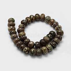 Tibetan Style 3-Eye dZi Beads Strands&nbsp;TDZI-G010-I01