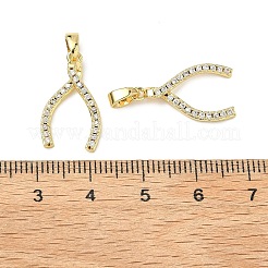 Brass Micro Pave Clear Cubic Zirconia Pendants&nbsp;KK-H254-13G