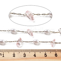 Handmade Dyed Natural Quartz Crystal and ABS Imitation Pearl Beaded Chains&nbsp;CHS-P019-07G-B