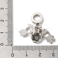 Rack Plating Alloy Light Rose Rhinestone European Dangle Charms&nbsp;PALLOY-S189-17P