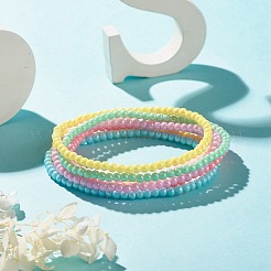 7Pcs 7 Color Candy Color Round Acrylic Beaded Stretch Anklets Set&nbsp;AJEW-AN00488