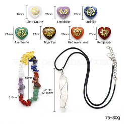 7 Chakras Heart-Shaped Healing Crystals Set&nbsp;DJEW-PW0024-01