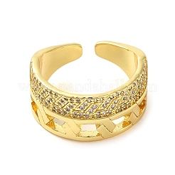 Brass Micro Pave Cubic Zirconia Cuff Rings&nbsp;RJEW-P102-15G