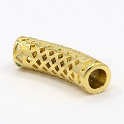 CZ Jewelry Brass Micro Pave Cubic Zirconia Hollow Curved Tube Beads&nbsp;ZIRC-M024-11
