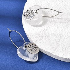 Natural & Synthetic Gemstone & 304 Stainless Steel Hoop Earrings for Women&nbsp;EJEW-G475-01P