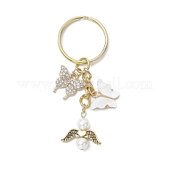 2Pcs Butterfly Alloy Acrylic & Rhinestone & Angle Pendant Keychains&nbsp;KEYC-JKC01251