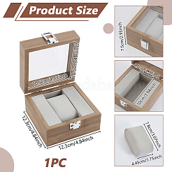 Wooden Single Watch Display Cases with Glass Window Lid and Velvet Pillow Inside&nbsp;CON-WH0043-306C