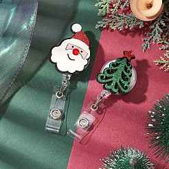 2Pcs 2 Styles Christmas Theme Non-woven Fabrics with ABS Plastic Clip-On Retractable Badge Holders&nbsp;HJEW-JM02167