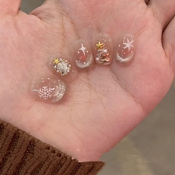 Christmas Snowflake Pattern Plastic False Nail Tips&nbsp;PW-WG5E749-01