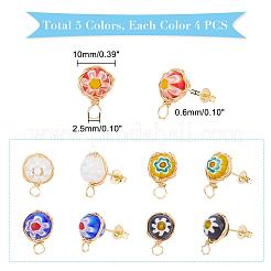 10 pairs 5 Colors Handmade Millefiori Lampwork Earring Stud Settings and Ear Nuts&nbsp;EJEW-UN0001-55