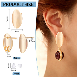 12Pcs Brass Oval Stud Earring Findings&nbsp;KK-BC0010-90