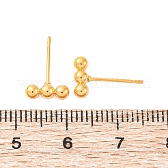 201 Stainless Steel Beaded Horizontal Bar Stud Earrings with 316 Stainless Steel Pin for Women&nbsp;X-STAS-K238-01G