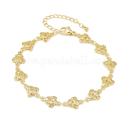 Brass Micro Pave Clear Cubic Zirconia Link Chain Bracelets for Women&nbsp;BJEW-A090-09F-G