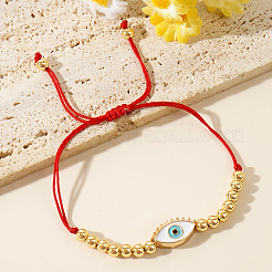 Bohemian Style Adjustable White Alloy Eyelash Eye & Brass Beads Braided Bracelets&nbsp;WF4664