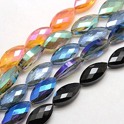 Faceted Electroplate Crystal Glass Horse Eye Beads&nbsp;X-EGLA-F071-M