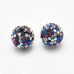 Handmade Polymer Clay Rhinestone Beads&nbsp;RB-L030-18D-12mm