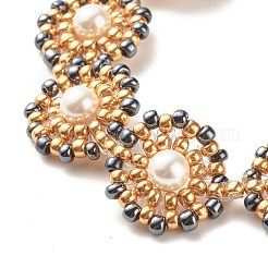Shell Pearl Flower Link Bracelet&nbsp;BJEW-JB08084-04