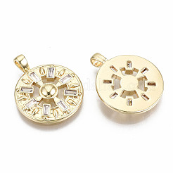 Brass Micro Pave Clear Cubic Zirconia Pendants&nbsp;KK-S356-220G-NF