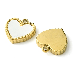 Ion Plating(IP) 304 Stainless Steel Pave Shell Heart Charms&nbsp;FIND-Z028-04G