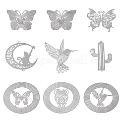 9Pcs 9 Styles 201 Stainless Steel Laser Cut Connector Charms&nbsp;STAS-TA0005-85
