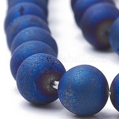 Electroplate Natural Druzy Geode Weathered Agate Beads Strands&nbsp;G-S284-8mm-02