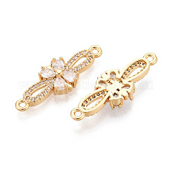 Brass Pave Clear Cubic Zirconia Links/Connector Charms&nbsp;KK-T077-66G