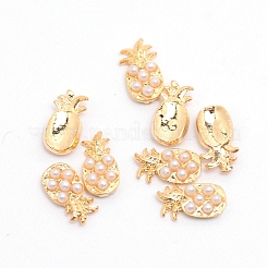 (Clearance Sale)Alloy Cabochons with ABS Plastic Imitation Pearl Beads&nbsp;MRMJ-WH0067-35LG