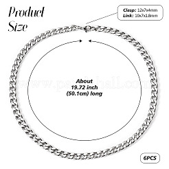 Stainless Steel Curb Chain Necklaces for Men Women&nbsp;NJEW-TAC0001-018