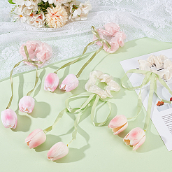 4Pcs 2 Colors Tulip Polyester Elastic Hair Accessories&nbsp;OHAR-CY0001-15