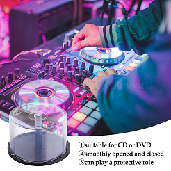 Round Plastic CD Disc Cake Storage Boxes with Black Base&nbsp;CON-WH0112-084