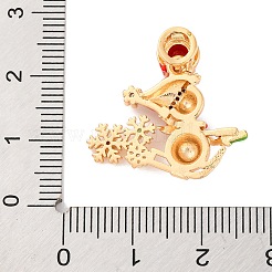 Christmas Theme Brass Micro Pave Cubic Zirconia Pendants&nbsp;KK-C076-27G-05