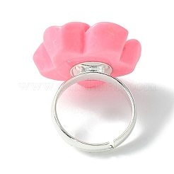 Plumeria Flower Resin Finger Ring&nbsp;RJEW-JR00640