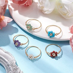 Flower Natural Gemstone Ring&nbsp;RJEW-JR00711-01