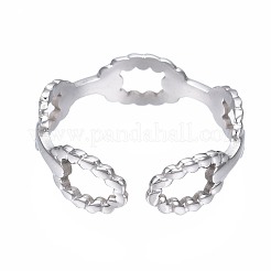 Non-Tarnish 304 Stainless Steel Oval Wrap Open Cuff Ring&nbsp;RJEW-T023-18P