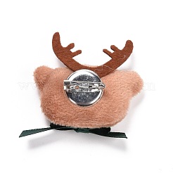 Christmas Deer Cotton & Non-Woven & Velvet Fabric Brooch&nbsp;JEWB-A003-14