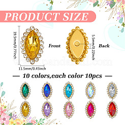 100Pcs 10 Colors Horse Eye Sew on Rhinestone&nbsp;DIY-MA0006-92