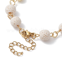 Dyed Natural Lava Rock Round Beaded Chain Bracelet Making&nbsp;AJEW-JB01206-01