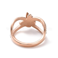 Crystal Rhinestone Criss Cross with Butterfly Finger Ring&nbsp;RJEW-D120-16B-RG