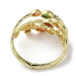 Colorful Oval Cubic Zirconia Cuff Bangles&nbsp;BJEW-M039-01G