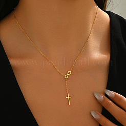 Stylish 201 Stainless Steel Infinity Cross Pendant Necklaces for Women's Daily Wear and Parties&nbsp;YZ7954