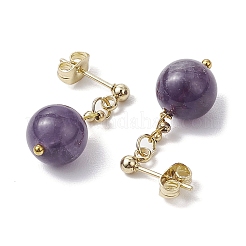 Natural Mixed Stone Round Beads & 304 Stainless Steel Components Dangle Earrings for Women&nbsp;EJEW-JE06231