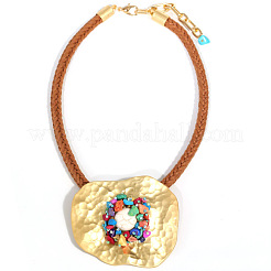 Oval Alloy with Dyed Colorful Synthetic Turquoise Chip Pendant Necklaces for Women&nbsp;FS-WGD0E4F-02