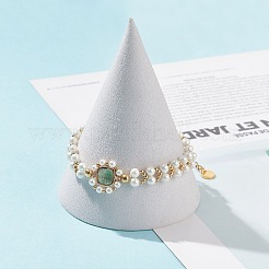 Glass & Shell Pearl Bead Bracele&nbsp;BJEW-TA00180-01