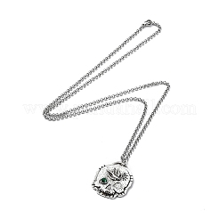 Skull Rhinestone Pendant Necklaces with Rolo Chains&nbsp;NJEW-F309-03