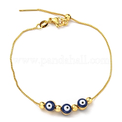 Evil Eye Enamel Link Slider Bracelet with Box Chains&nbsp;BJEW-G675-02G