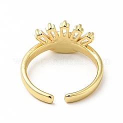Enamel Horse Eye Open Cuff Ring with Clear Cubic Zirconia&nbsp;RJEW-A008-01G