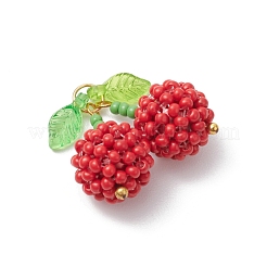 Handmade Glass Seed Beaded & Acrylic Leaf Pendants&nbsp;PALLOY-MZ00421